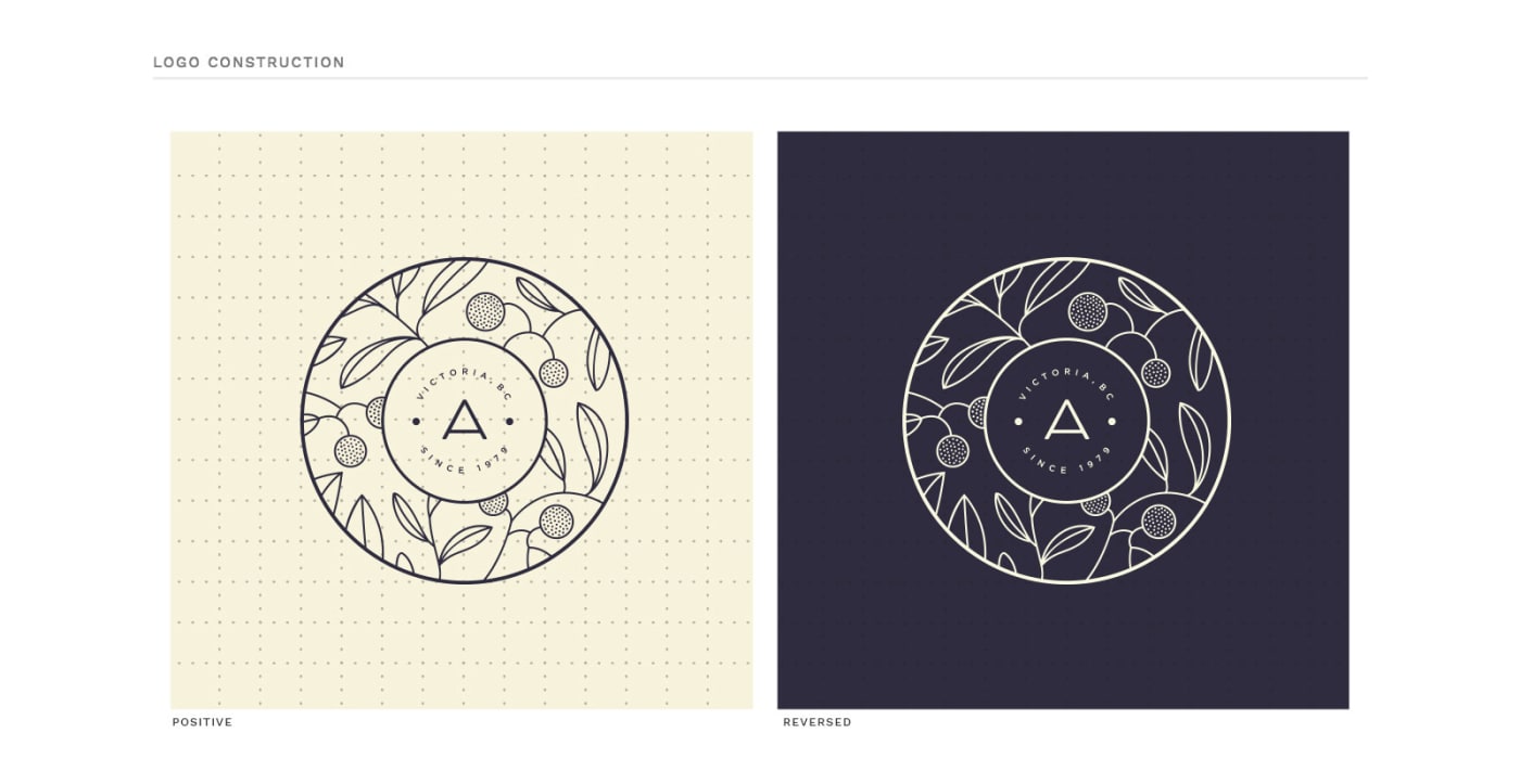 Positive and reversed construction of the Arbutus Limousines botanical crest