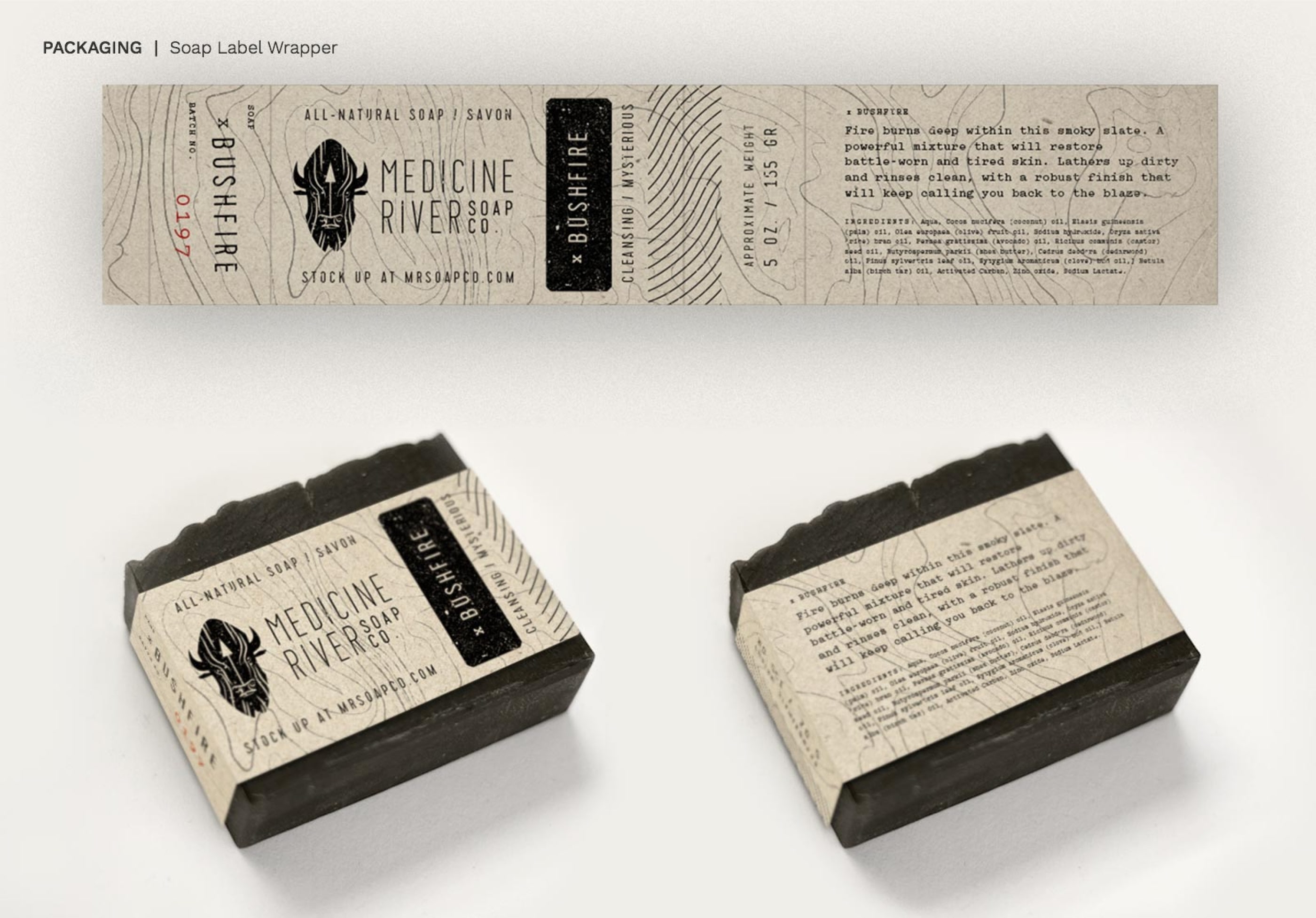 Medicine River Soap Co. wrapper system and packaged soap bars